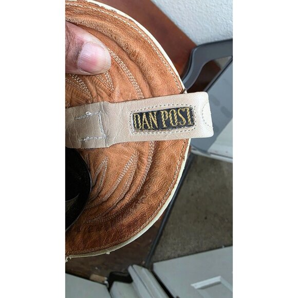 Vintage Dan Post Tan Leather Western Cowboy Boots Size 8 C Handcrafted Stitch - Picture 7 of 8